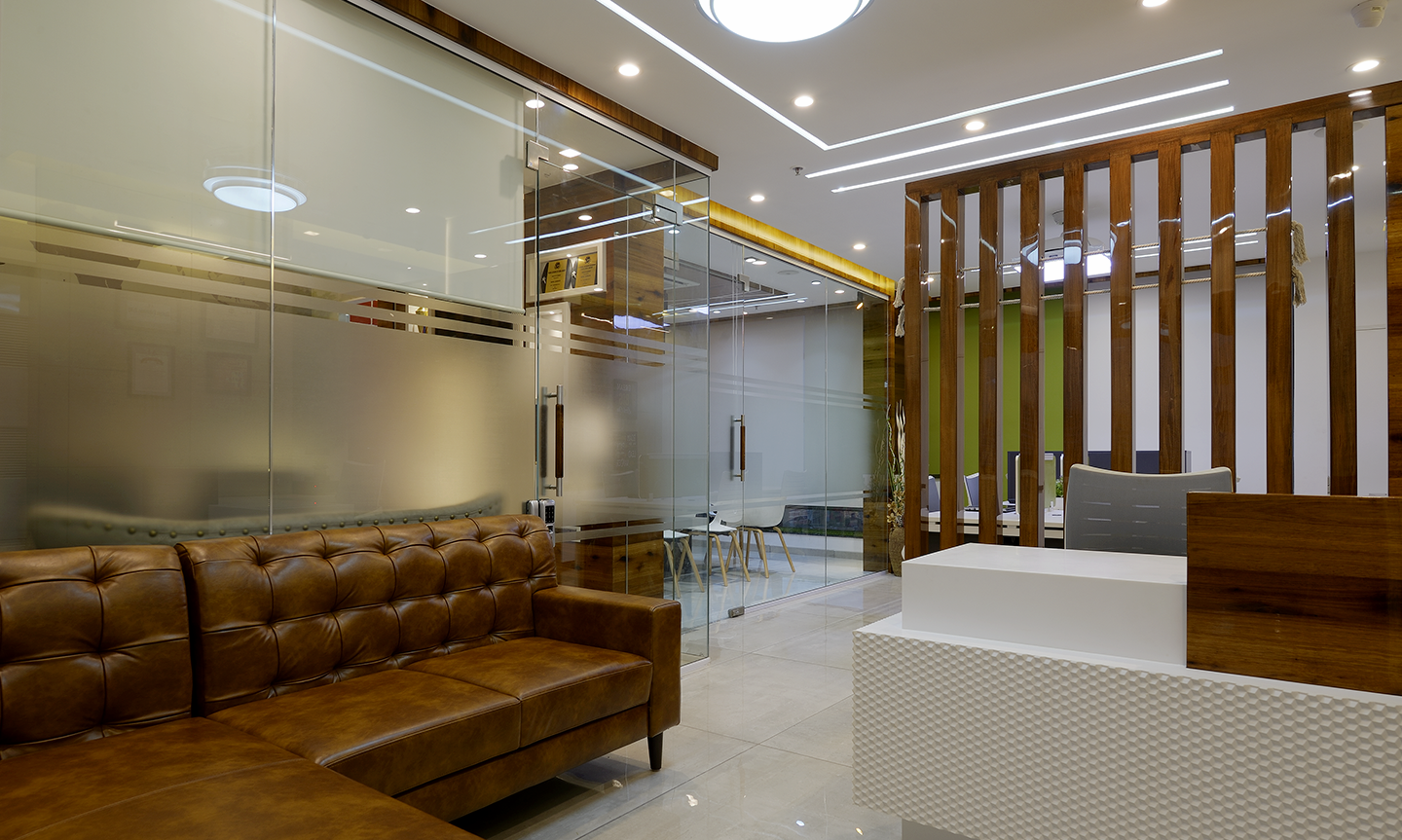 Office Sitting Area Interior Design by Sayyam Interiors